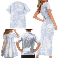 Samoa White Sunday Family Matching Short Sleeve Bodycon Dress and Hawaiian Shirt Plumeria Floral LT01 - Polynesian Pride
