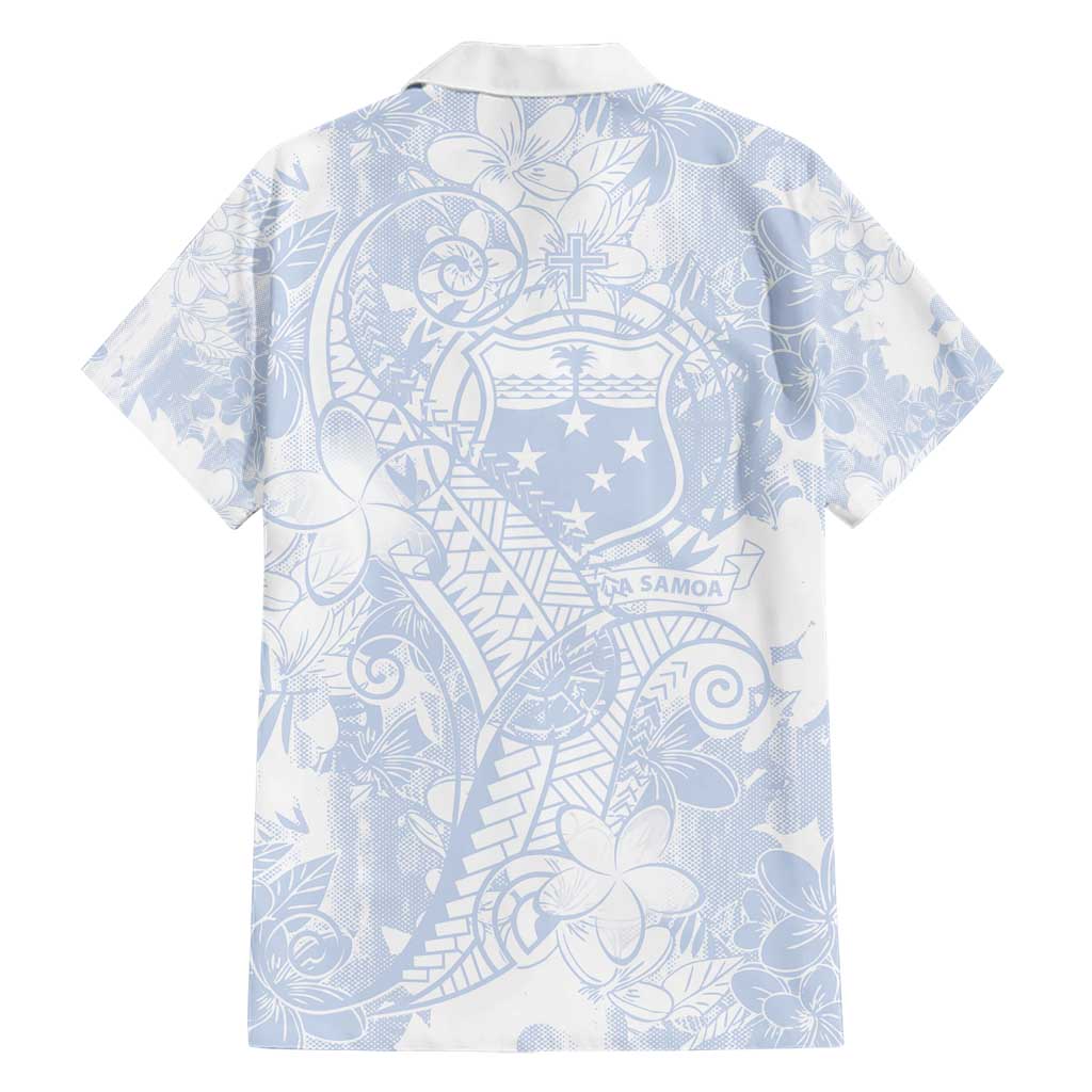 Samoa White Sunday Family Matching Short Sleeve Bodycon Dress and Hawaiian Shirt Plumeria Floral LT01 - Polynesian Pride