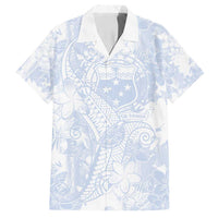 Samoa White Sunday Family Matching Summer Maxi Dress and Hawaiian Shirt Plumeria Floral LT01 Dad's Shirt - Short Sleeve White - Polynesian Pride
