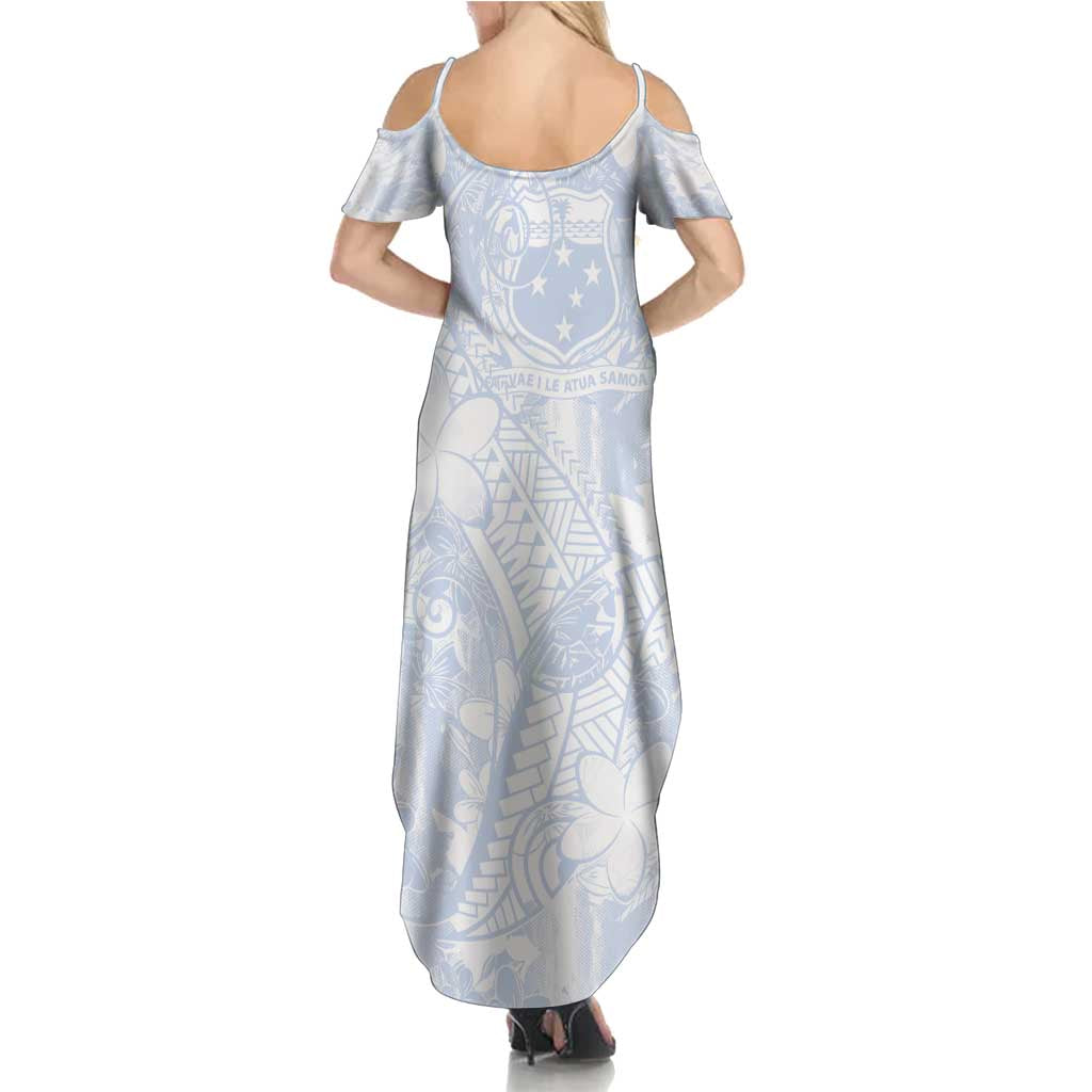 Samoa White Sunday Family Matching Summer Maxi Dress and Hawaiian Shirt Plumeria Floral LT01 - Polynesian Pride