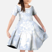 Samoa White Sunday Family Matching Tank Maxi Dress and Hawaiian Shirt Plumeria Floral LT01 Daughter's Dress White - Polynesian Pride