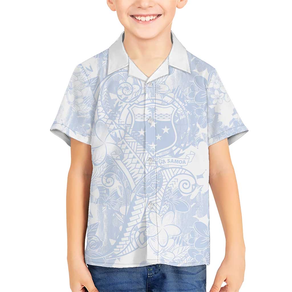 Samoa White Sunday Kid Hawaiian Shirt Plumeria Floral LT01 Kid White - Polynesian Pride