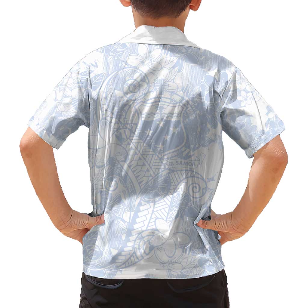 Samoa White Sunday Kid Hawaiian Shirt Plumeria Floral LT01 - Polynesian Pride
