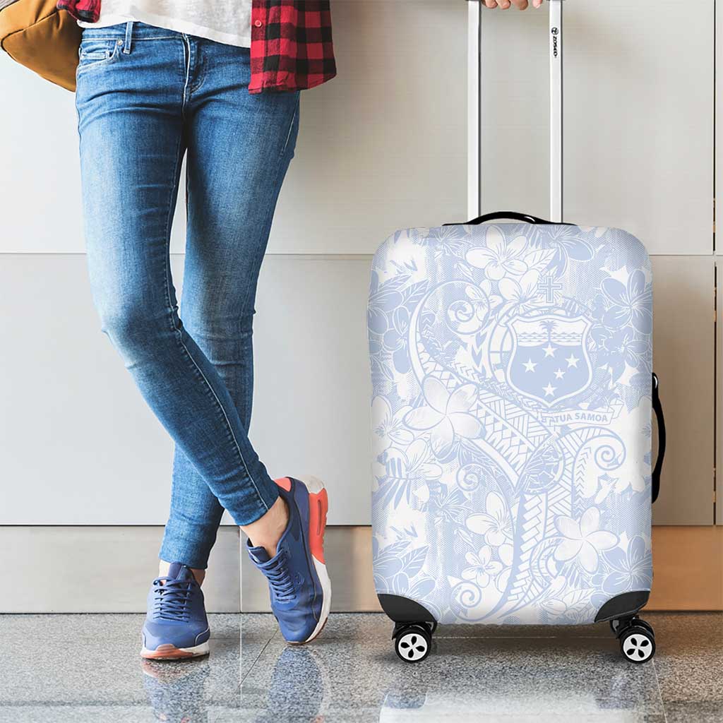 Samoa White Sunday Luggage Cover Plumeria Floral LT01 - Polynesian Pride