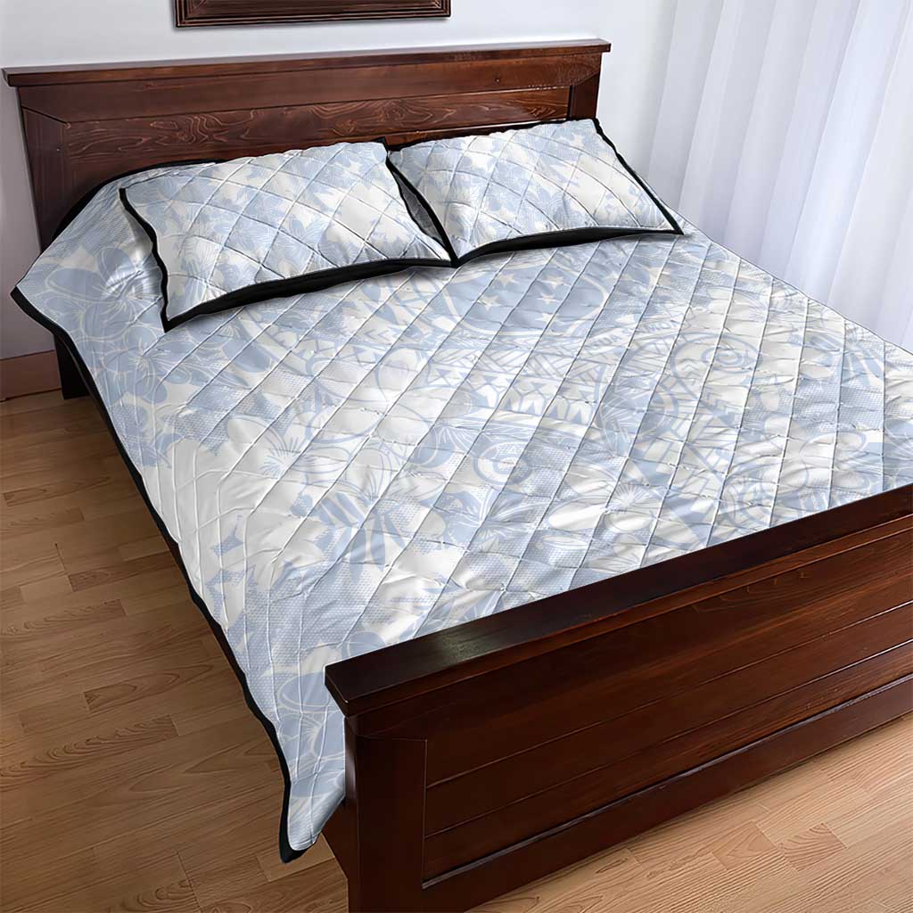 Samoa White Sunday Quilt Bed Set Plumeria Floral