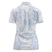 Samoa White Sunday Women Polo Shirt Plumeria Floral