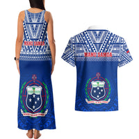 Samoa Rugby Couples Matching Tank Maxi Dress and Hawaiian Shirt Manu Samoa Polynesian Tatoo Pattern LT01 - Polynesian Pride