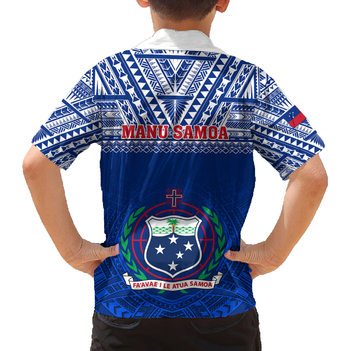 samoa-rugby-family-matching-off-shoulder-long-sleeve-dress-and-hawaiian-shirt-manu-samoa-polynesian-tatoo-pattern