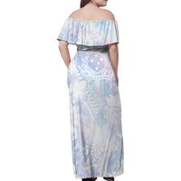 Samoa White Sunday Family Matching Off Shoulder Maxi Dress and Hawaiian Shirt Sweet Pastel Plumeria Floral LT01 - Polynesian Pride