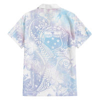 Samoa White Sunday Family Matching Off Shoulder Short Dress and Hawaiian Shirt Sweet Pastel Plumeria Floral LT01 - Polynesian Pride