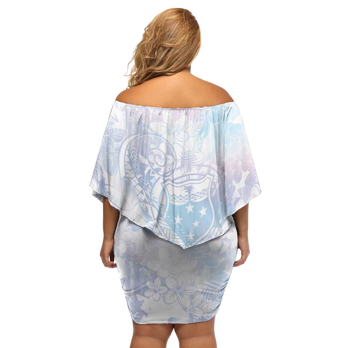 Samoa White Sunday Family Matching Off Shoulder Short Dress and Hawaiian Shirt Sweet Pastel Plumeria Floral LT01 - Polynesian Pride