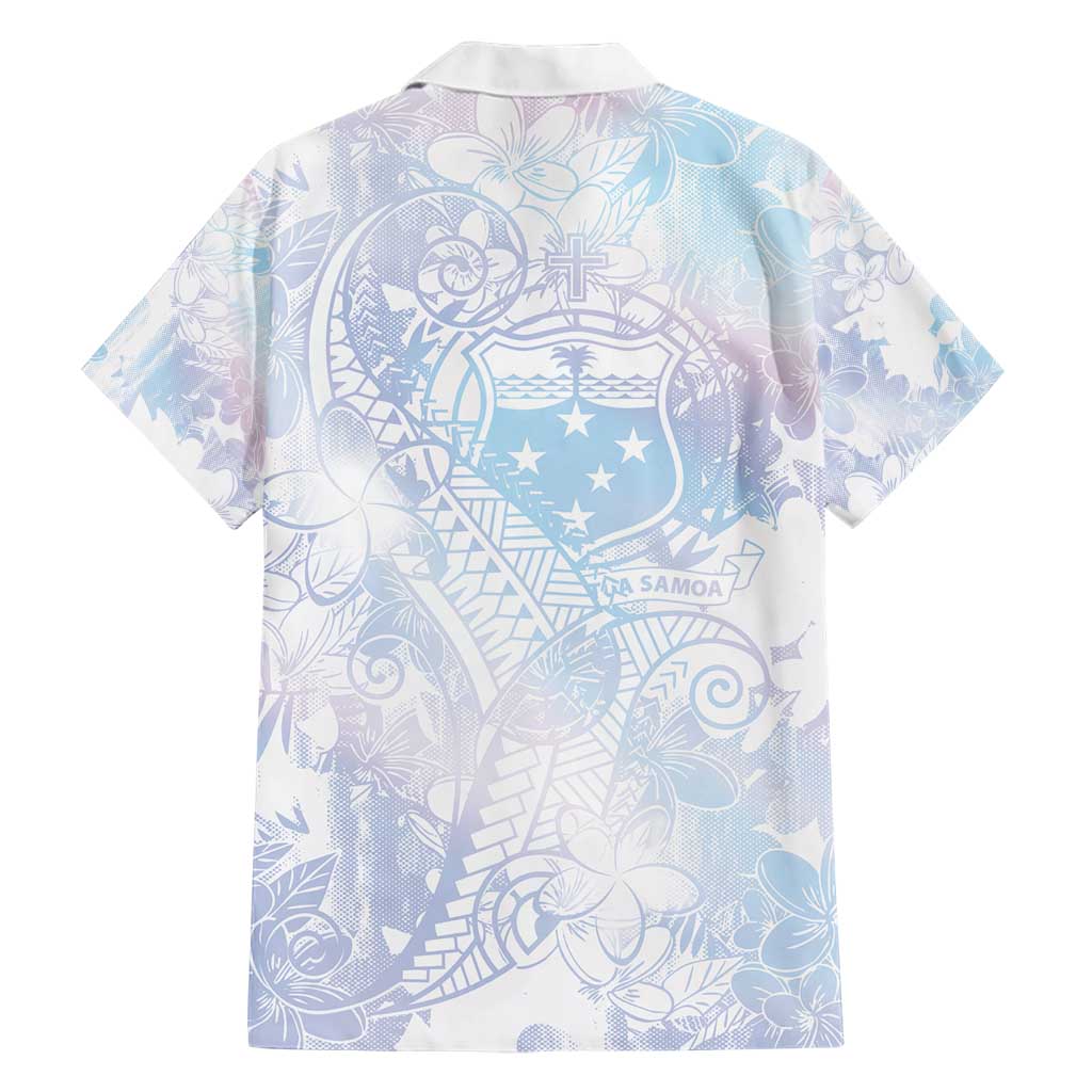 Samoa White Sunday Family Matching Short Sleeve Bodycon Dress and Hawaiian Shirt Sweet Pastel Plumeria Floral LT01 - Polynesian Pride