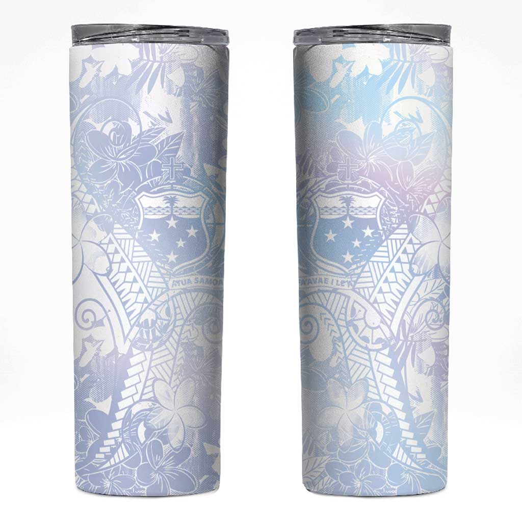 Samoa White Sunday Skinny Tumbler Sweet Pastel Plumeria Floral LT01 White - Polynesian Pride