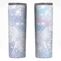 Samoa White Sunday Skinny Tumbler Sweet Pastel Plumeria Floral LT01 White - Polynesian Pride