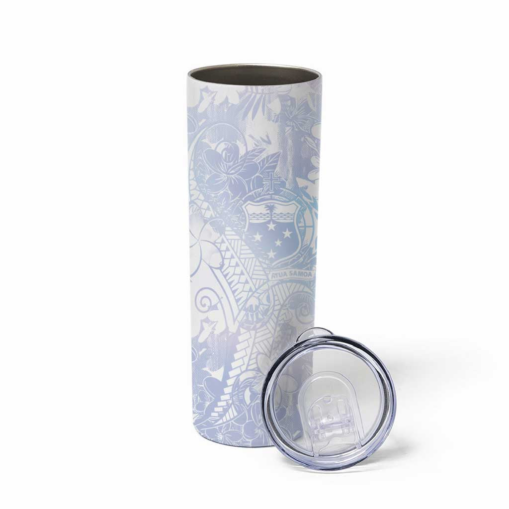 Samoa White Sunday Skinny Tumbler Sweet Pastel Plumeria Floral LT01 - Polynesian Pride