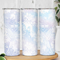 Samoa White Sunday Skinny Tumbler Sweet Pastel Plumeria Floral LT01 - Polynesian Pride