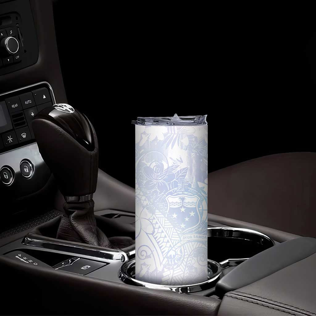 Samoa White Sunday Skinny Tumbler Sweet Pastel Plumeria Floral LT01 - Polynesian Pride