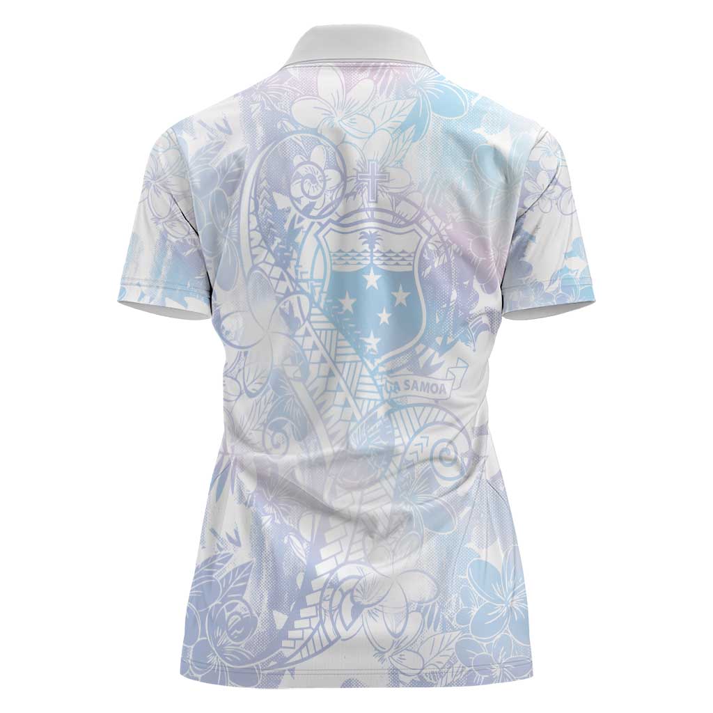Samoa White Sunday Women Polo Shirt Sweet Pastel Plumeria Floral