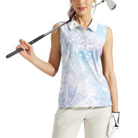 Samoa White Sunday Women Sleeveless Polo Shirt Sweet Pastel Plumeria Floral LT01 - Polynesian Pride