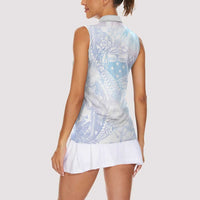 Samoa White Sunday Women Sleeveless Polo Shirt Sweet Pastel Plumeria Floral LT01 - Polynesian Pride