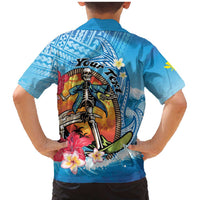 Personalized Aloha Hawaii Skeleton Surfing Family Matching Mermaid Dress and Hawaiian Shirt Tribal Shark Plumeria LT01 - Polynesian Pride