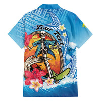 Personalized Aloha Hawaii Skeleton Surfing Family Matching Puletasi and Hawaiian Shirt Tribal Shark Plumeria LT01 - Polynesian Pride