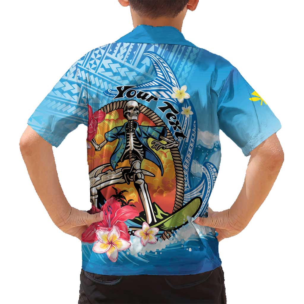 Personalized Aloha Hawaii Skeleton Surfing Family Matching Tank Maxi Dress and Hawaiian Shirt Tribal Shark Plumeria LT01 - Polynesian Pride