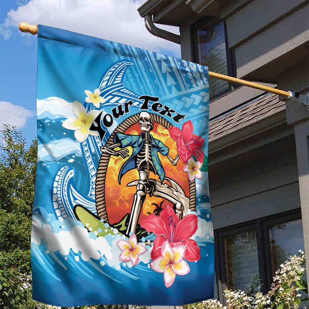 Personalized Aloha Hawaii Skeleton Surfing Garden Flag Tribal Shark Plumeria LT01 - Polynesian Pride