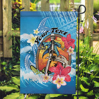 Personalized Aloha Hawaii Skeleton Surfing Garden Flag Tribal Shark Plumeria LT01 Garden Flag Blue - Polynesian Pride