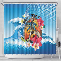Personalized Aloha Hawaii Skeleton Surfing Shower Curtain Tribal Shark Plumeria LT01 - Polynesian Pride