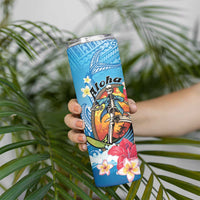 Personalized Aloha Hawaii Skeleton Surfing Skinny Tumbler Tribal Shark Plumeria LT01 - Polynesian Pride