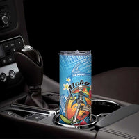 Personalized Aloha Hawaii Skeleton Surfing Skinny Tumbler Tribal Shark Plumeria LT01 - Polynesian Pride