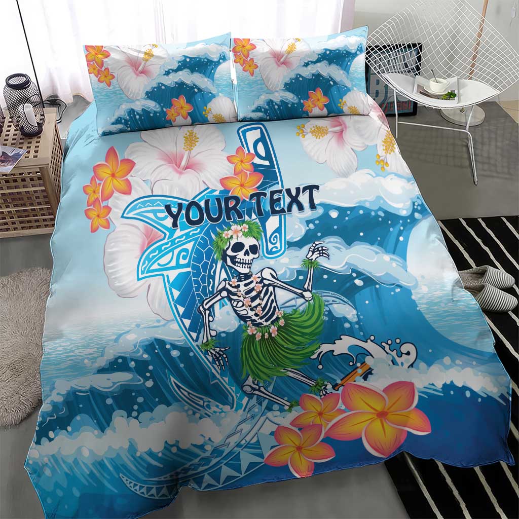 Personalized Hawaii Hula Girl Skeleton Dancing Bedding Set Hibiscus Tribal Shark