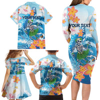 Personalized Hawaii Hula Girl Skeleton Dancing Family Matching Long Sleeve Bodycon Dress and Hawaiian Shirt Hibiscus Tribal Shark LT01 - Polynesian Pride