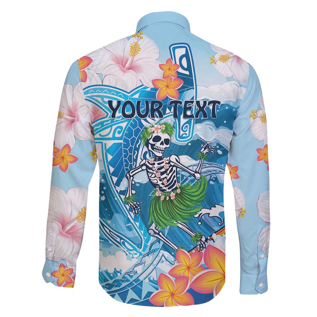 Personalized Hawaii Hula Girl Skeleton Dancing Family Matching Long Sleeve Bodycon Dress and Hawaiian Shirt Hibiscus Tribal Shark LT01 - Polynesian Pride