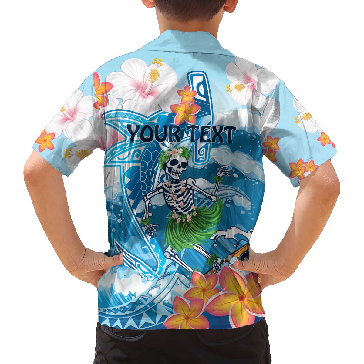 Personalized Hawaii Hula Girl Skeleton Dancing Family Matching Off The Shoulder Long Sleeve Dress and Hawaiian Shirt Hibiscus Tribal Shark LT01 - Polynesian Pride