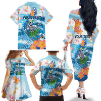 Personalized Hawaii Hula Girl Skeleton Dancing Family Matching Off The Shoulder Long Sleeve Dress and Hawaiian Shirt Hibiscus Tribal Shark LT01 - Polynesian Pride