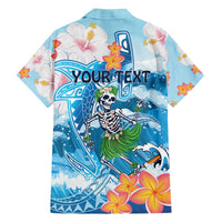 Personalized Hawaii Hula Girl Skeleton Dancing Family Matching Off Shoulder Short Dress and Hawaiian Shirt Hibiscus Tribal Shark LT01 - Polynesian Pride