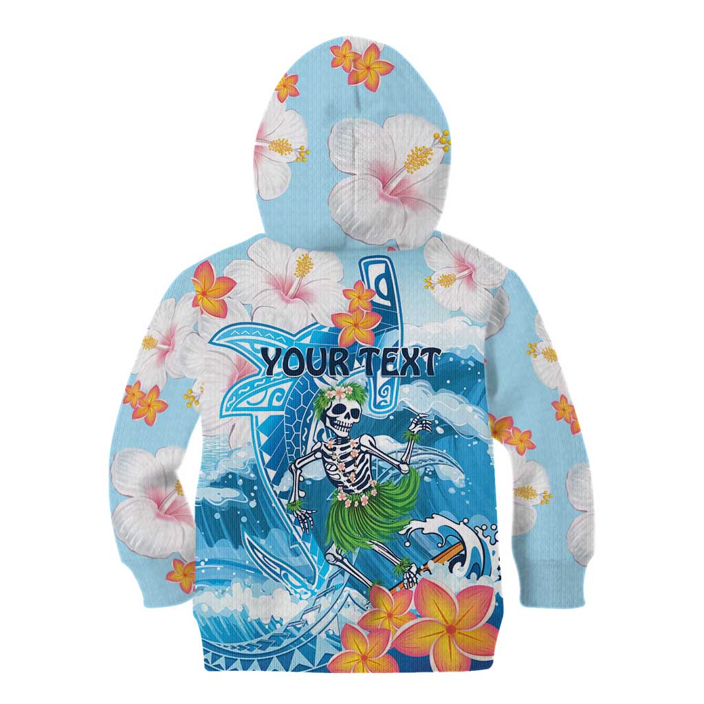Personalized Hawaii Hula Girl Skeleton Dancing Kid Hoodie Hibiscus Tribal Shark