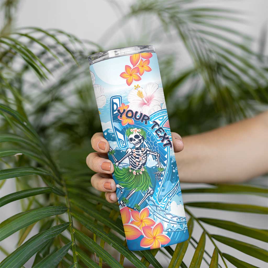 Personalized Hawaii Hula Girl Skeleton Dancing Skinny Tumbler Hibiscus Tribal Shark LT01 - Polynesian Pride