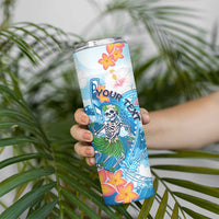 Personalized Hawaii Hula Girl Skeleton Dancing Skinny Tumbler Hibiscus Tribal Shark LT01 - Polynesian Pride
