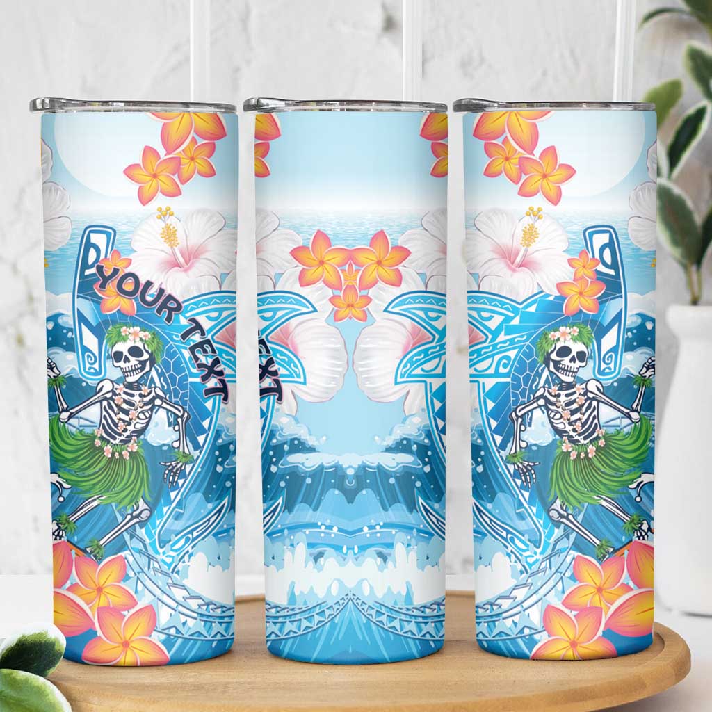 Personalized Hawaii Hula Girl Skeleton Dancing Skinny Tumbler Hibiscus Tribal Shark LT01 - Polynesian Pride