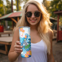 Personalized Hawaii Hula Girl Skeleton Dancing Skinny Tumbler Hibiscus Tribal Shark LT01 - Polynesian Pride