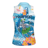Personalized Hawaii Hula Girl Skeleton Dancing Women Sleeveless Polo Shirt Hibiscus Tribal Shark LT01 - Polynesian Pride