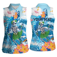 Personalized Hawaii Hula Girl Skeleton Dancing Women Sleeveless Polo Shirt Hibiscus Tribal Shark LT01 - Polynesian Pride