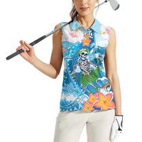 Personalized Hawaii Hula Girl Skeleton Dancing Women Sleeveless Polo Shirt Hibiscus Tribal Shark LT01 - Polynesian Pride