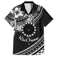 Kia Orana Cook Islands Family Matching Long Sleeve Bodycon Dress and Hawaiian Shirt Circle Stars With Floral White Pattern LT01 Dad's Shirt - Short Sleeve Black - Polynesian Pride