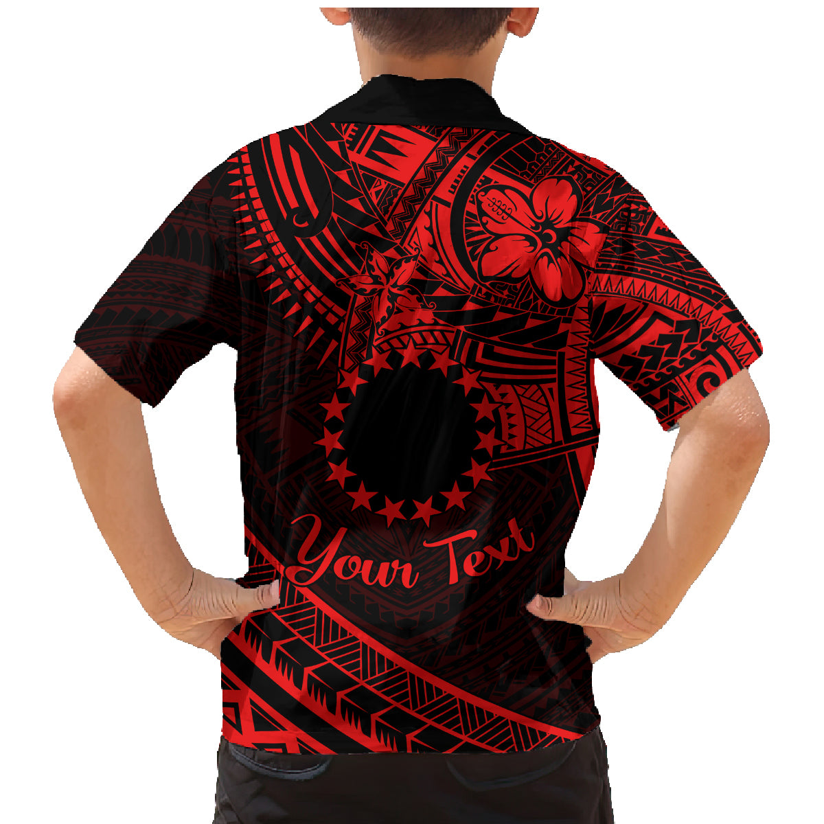 Kia Orana Cook Islands Family Matching Mermaid Dress and Hawaiian Shirt Circle Stars With Floral Red Pattern LT01 - Polynesian Pride