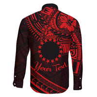 Kia Orana Cook Islands Family Matching Off Shoulder Long Sleeve Dress and Hawaiian Shirt Circle Stars With Floral Red Pattern LT01 - Polynesian Pride