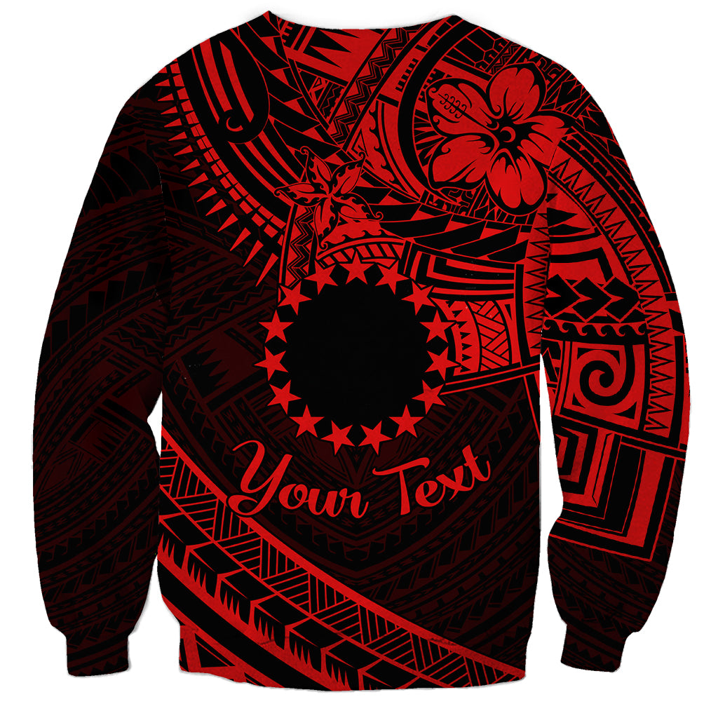 Kia Orana Cook Islands Sweatshirt Circle Stars With Floral Red Pattern LT01 - Polynesian Pride